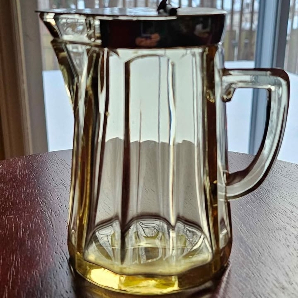 Vintage Glass Pitcher with Lid